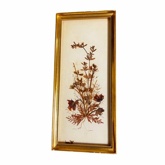 Vintage Dried Brown Floral Design Wall Decor Made In Switzerland - Picture 1 of 4